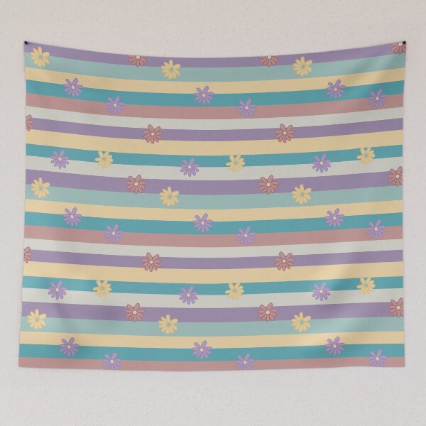 Item preview, Pastel Retro colours stripes and daisies  designed and sold by DemonicGloom.