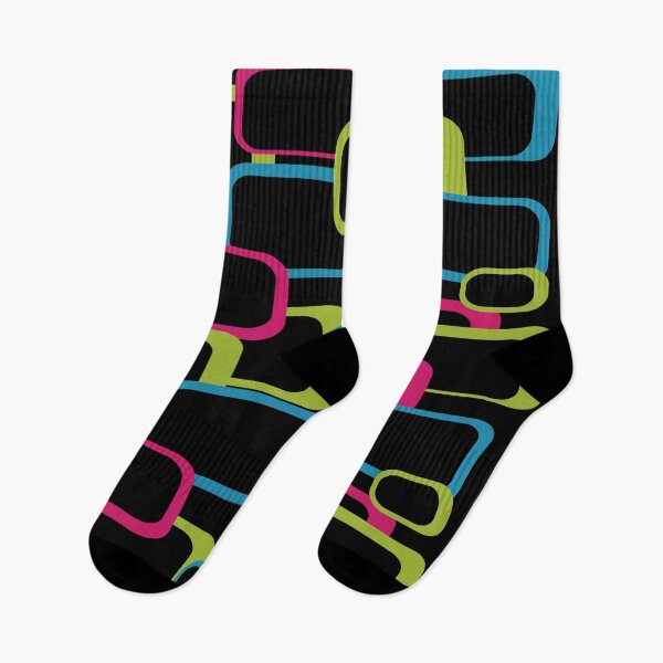 Item preview, Retro Squares Pattern Neon Pink Green Blue Black designed and sold by ValeriesGallery.