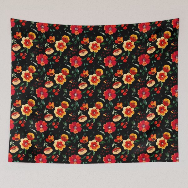Item preview, Beige Black and Orange Abstract Flower Art designed and sold by alchemytree.