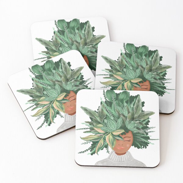 Item preview, Crazy Plant Lady Fun Watercolor Plant Lady Leafy Hairdo  designed and sold by Moodthology.