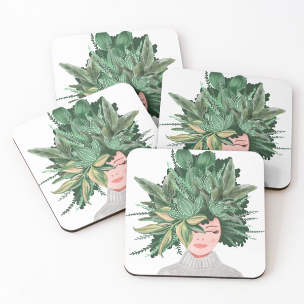 Item preview, Crazy Plant Caucasian Lady Fun Watercolor Plant Lady Leafy Hairdo  designed and sold by Moodthology.