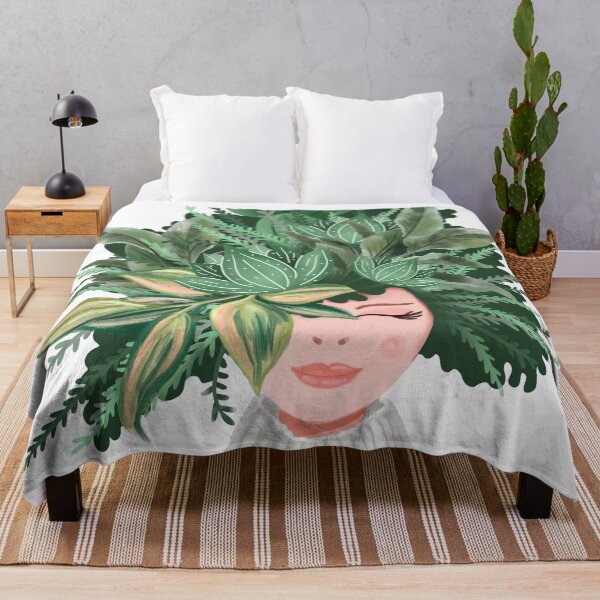 Item preview, Crazy Plant Caucasian Lady Fun Watercolor Plant Lady Leafy Hairdo designed and sold by Moodthology.