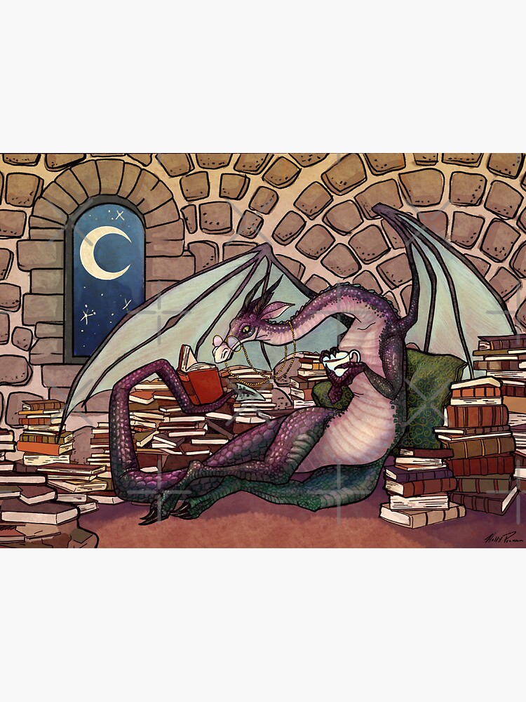 Thumbnail 3 of 3, Sticker, Book Dragon  designed and sold by HollyPierson.
