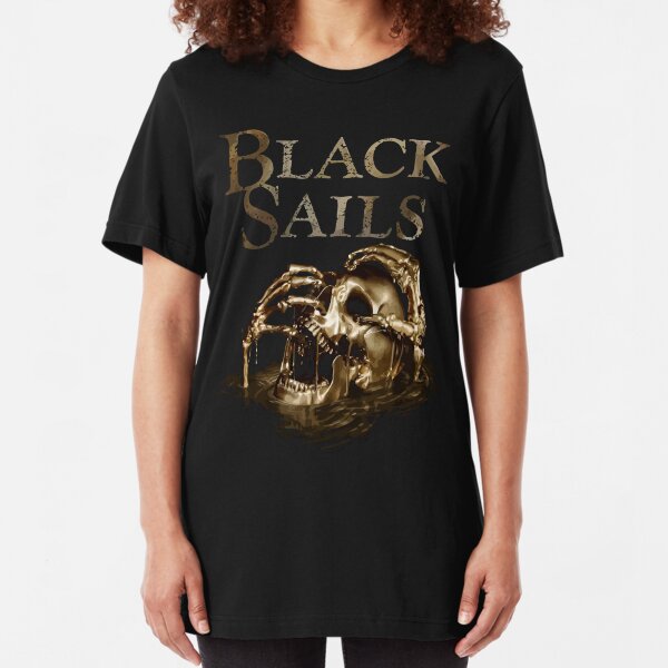 Black Sails Golden Skull Logo Slim Fit T-Shirt