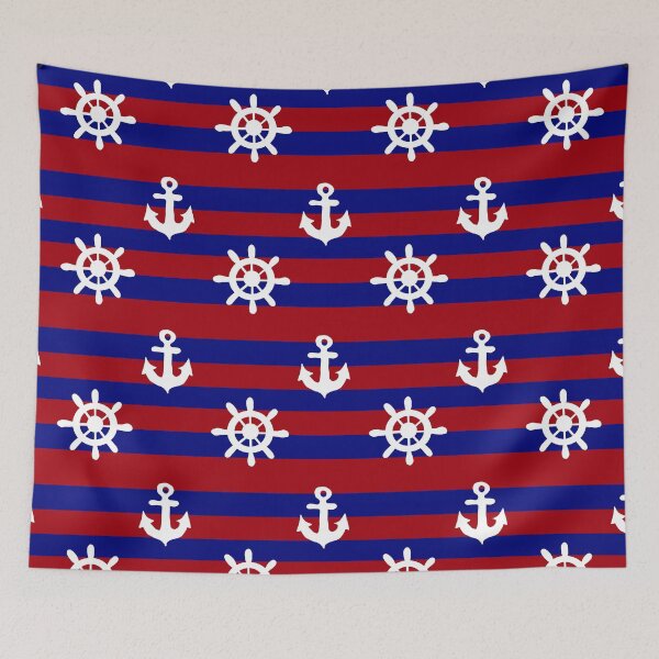Item preview, Red and blue stripes with Captain's wheel and anchor  designed and sold by DemonicGloom.