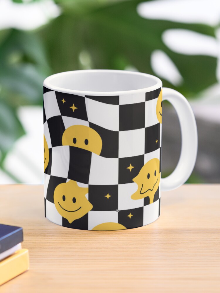 Smiley Face Checkered Coffee Mug