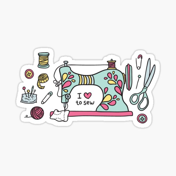 Sewing Notions graphic Sticker for Sale by Pinking-Sher