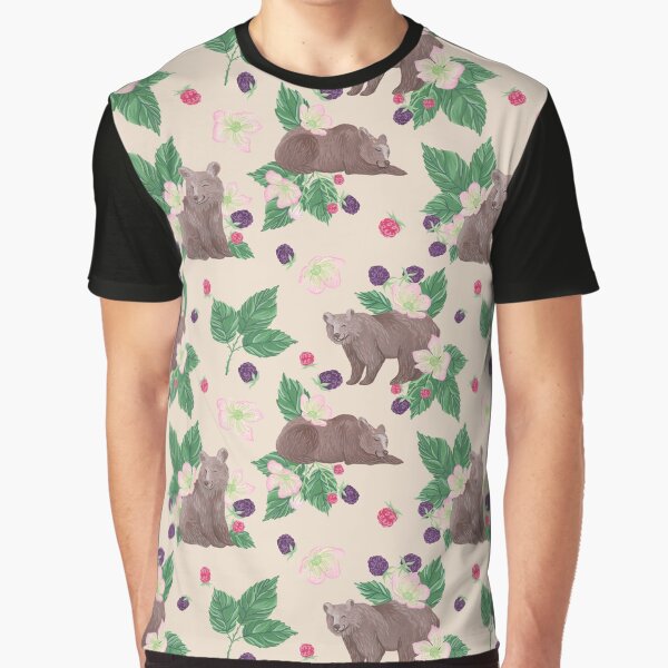 Bears and Blackberries - Peach Graphic T-Shirt