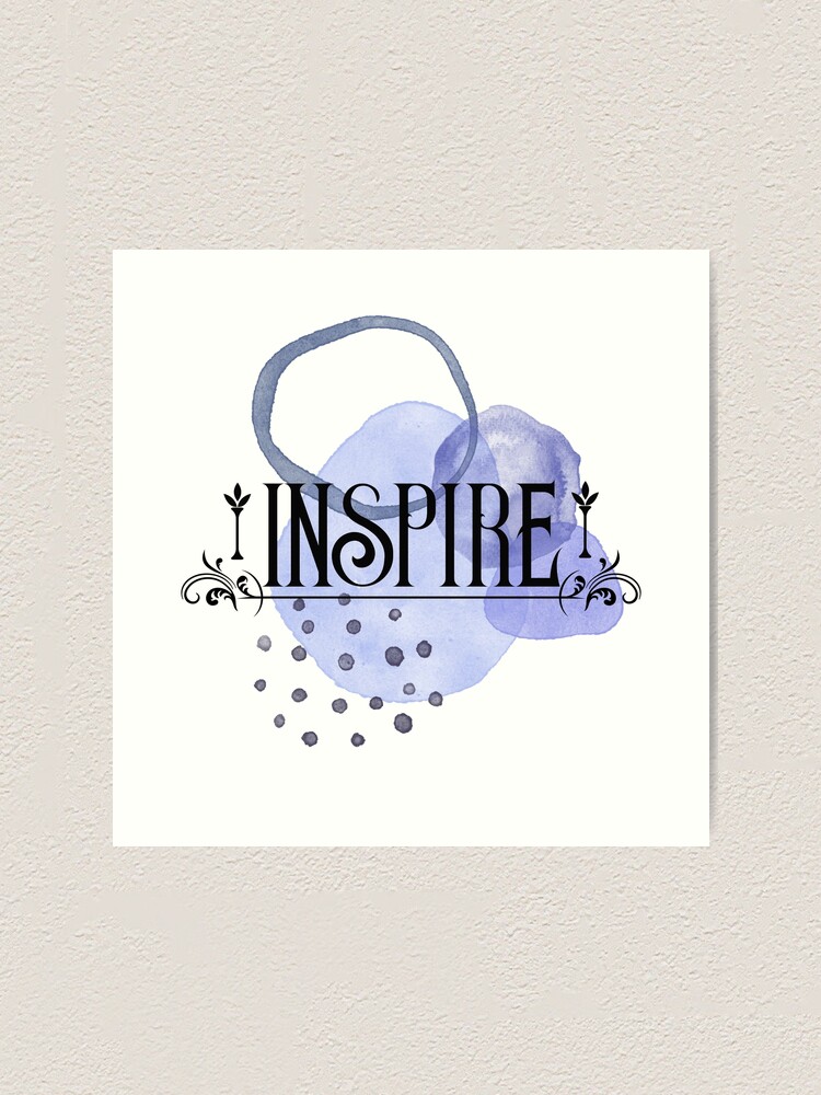 "Inspire word art and background boho blue and light blue colors . " Art Print for Sale by