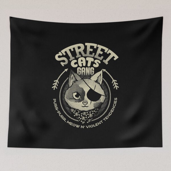 Item preview, Street Cats Gang Purr Purr Meow and Violent Tendencies Black and White by Tobe Fonseca designed and sold by Tobe Fonseca®.