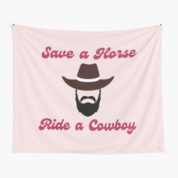 Aperçu de l'œuvre Sauver un cheval monter un cow-boy avec une barbe Bachelorette Party Gear créée et vendue par mainsqueezemar.