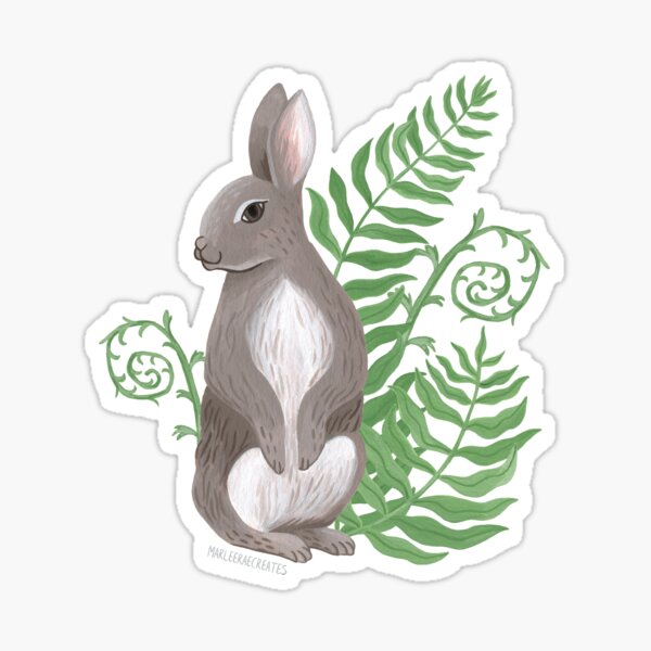 Rabbits and Ferns Sticker