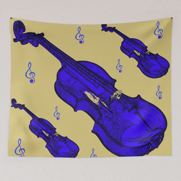 Item preview, Artsy Dark Blue Violins on a Desert Brown Background Design designed and sold by ThisNThatImages.