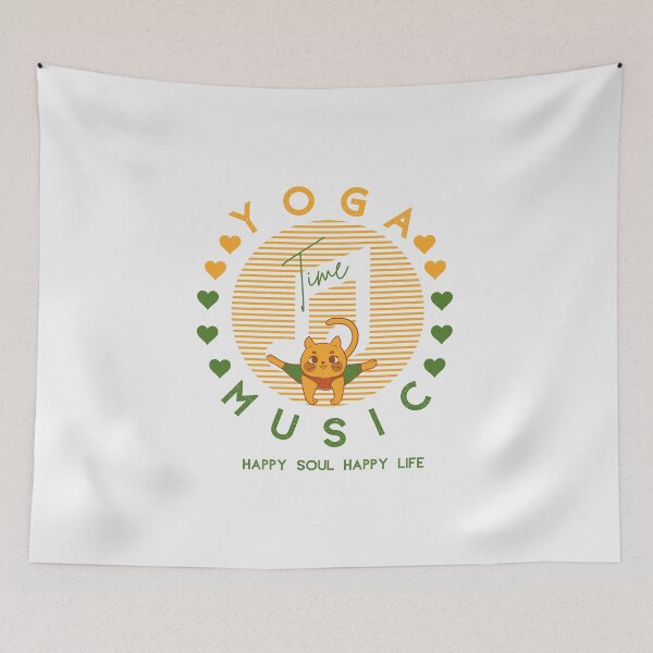 Item preview,  Yoga time quote,Yoga Time Cat and Music,Happy Soul Happy life designed and sold by behappysiempre.