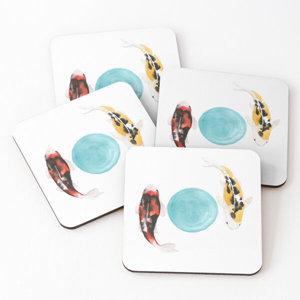 Item preview, Hydro Flask sticker - waterbottle stickers - Japanese koi fish with ocean blue watercolor circle | sticker pack designed and sold by Vane22april.