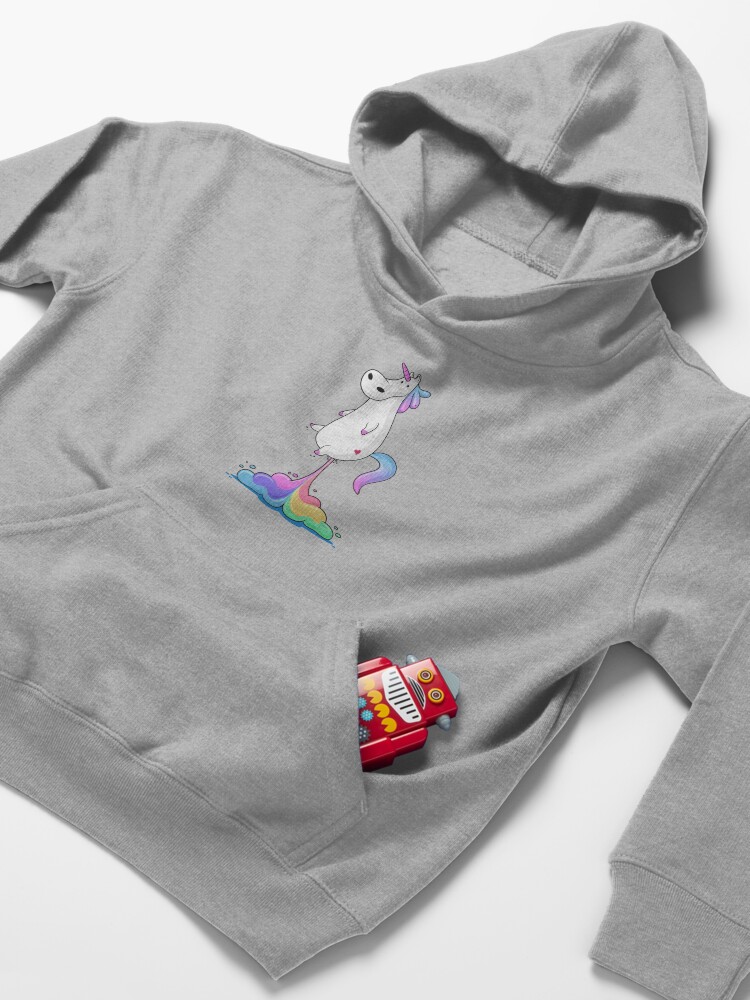 Alternate view of Unicorn Fart Kids Pullover Hoodie