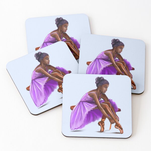 Item preview, African American ballerina getting ready to dance, lacing ballet shoes - brown skin ballerina  designed and sold by Artonmytee.