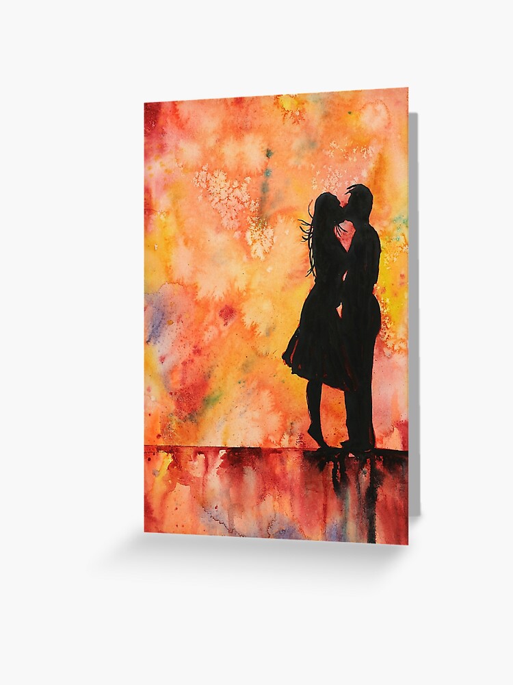 Couple kissing. Watercolor painting. Valentine's Day art" Greeting Card for Sale by rfoxphoto
