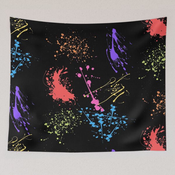Item preview, Beautiful Patterns Of Colorful Ink splattered On A Canvas Black Version designed and sold by Cora Gregory.