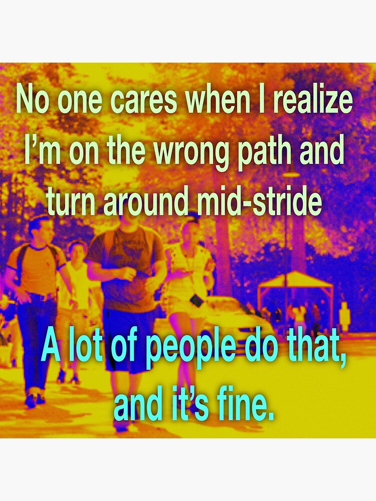"Turning around midstride" Sticker for Sale by SCAffirmations Redbubble