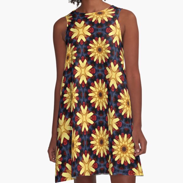 Sunflower Kaleidoscope A-Line Dress