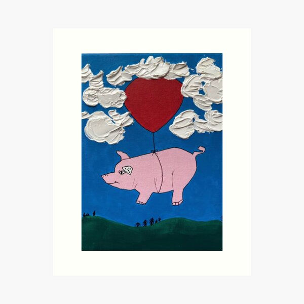 Floating pig Art Print