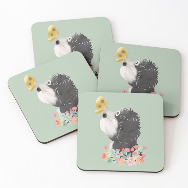 Item preview, Hello Spring! Black White Goldendoodle Labradoodle Cockapoo Cavapoo Aussiedoodle Sheepadoodle Bernedoodle designed and sold by Lulupainting.