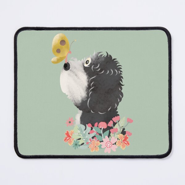 Item preview, Hello Spring! Black White Goldendoodle Labradoodle Cockapoo Cavapoo Aussiedoodle Sheepadoodle Bernedoodle designed and sold by Lulupainting.