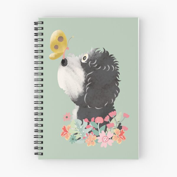 Aperçu de l'œuvre Bonjour Printemps! Noir Blanc Goldendoodle Labradoodle Cockapoo Cavapoo Aussiedoodle Sheepadoodle Bernedoodle créée et vendue par Lulupainting.
