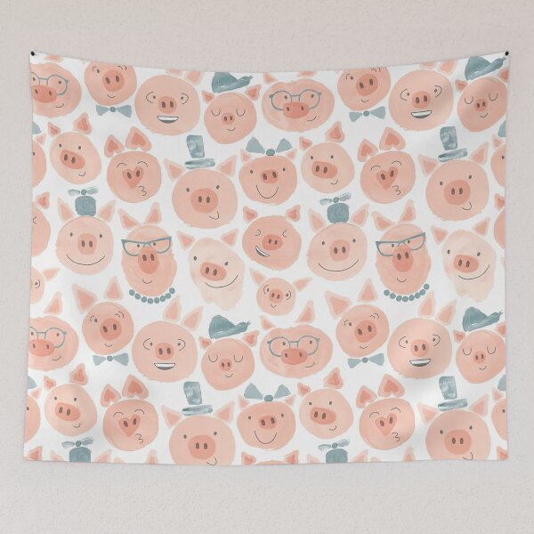 Item preview, Funny Pig Watercolor Pattern designed and sold by MobertsonArt.