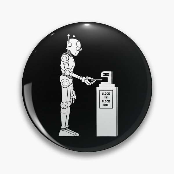 Artikelvorschau, Roboter an der Stechuhr Lochkarte Uhr ein Uhr aus entworfen und verkauft von MichaelHoweArts.
