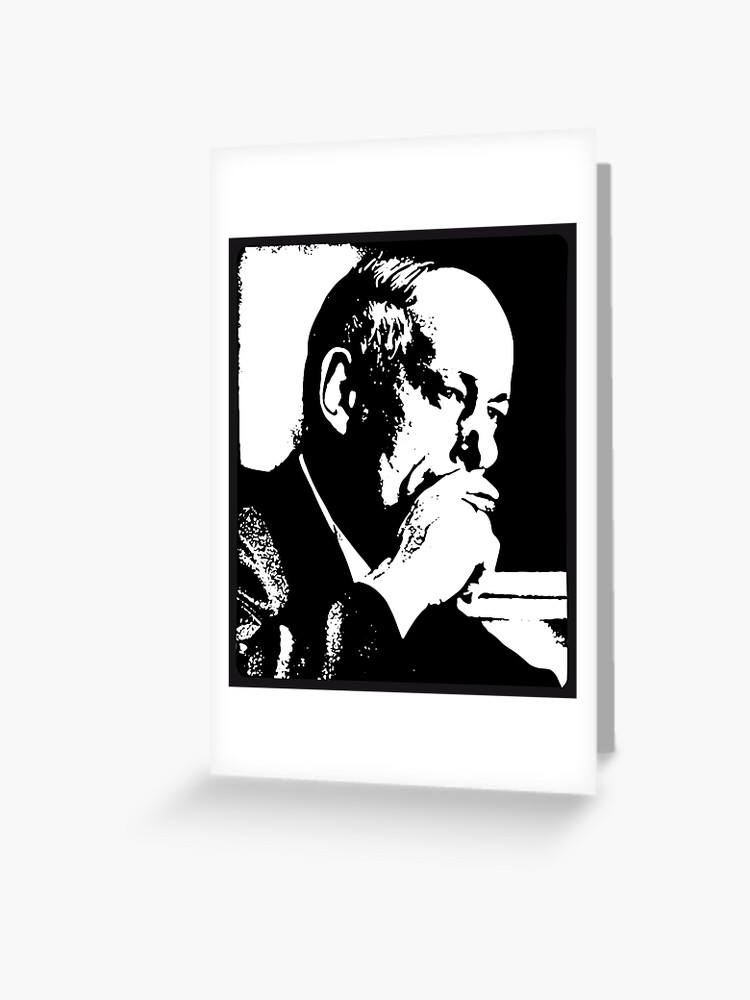 René Lévesque quote Il faut cesser de s'excuser d'être chez nous Quebec  black background HD HIGH QUALITY ONLINE STORE | Greeting Card