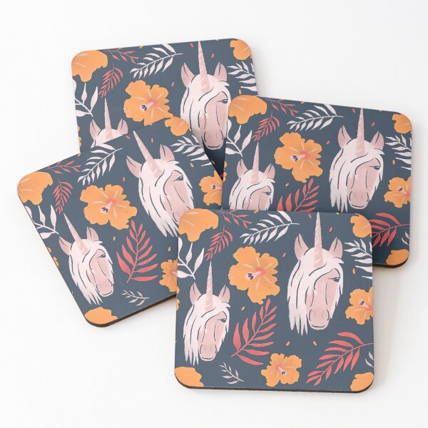 Item preview, Unicorn Floral Pattern designed and sold by MobertsonArt.