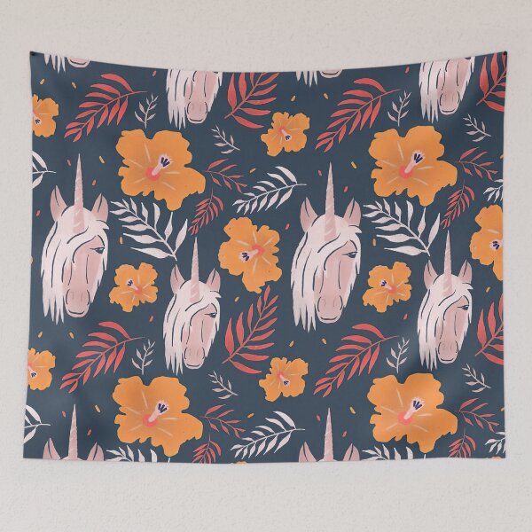 Item preview, Unicorn Floral Pattern designed and sold by MobertsonArt.