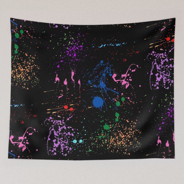 Item preview, Colorful Abstract Patterns Of Ink splattered All Over A Canvas black version designed and sold by Cora Gregory.