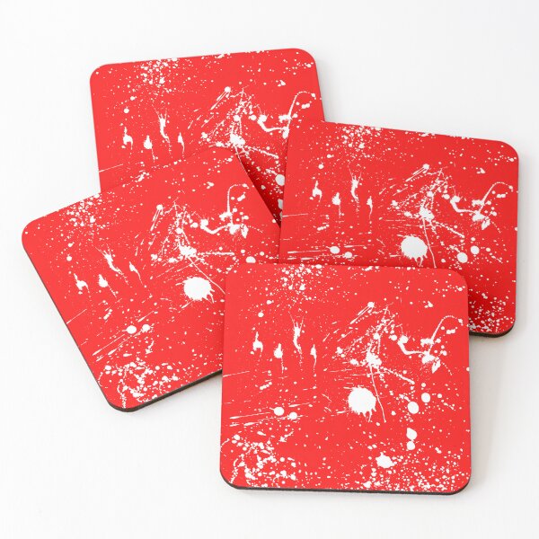 Item preview, Abstract Patterns Of White Ink splattered All Over A Canvas red version designed and sold by Cora Gregory.