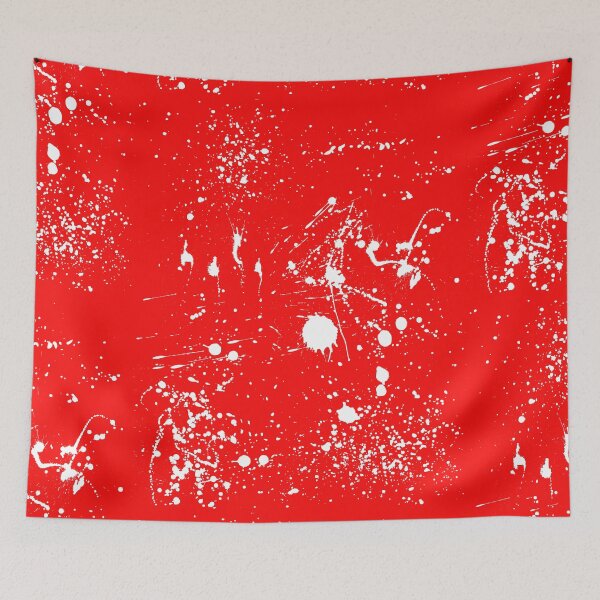 Item preview, Abstract Patterns Of White Ink splattered All Over A Canvas red version designed and sold by Cora Gregory.