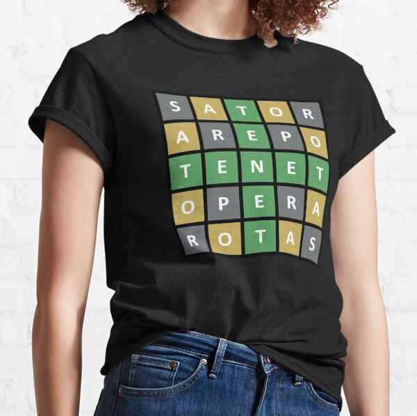 Mysterious TENET magic word square puzzle colored in the style of Wordle game Classic T-Shirt