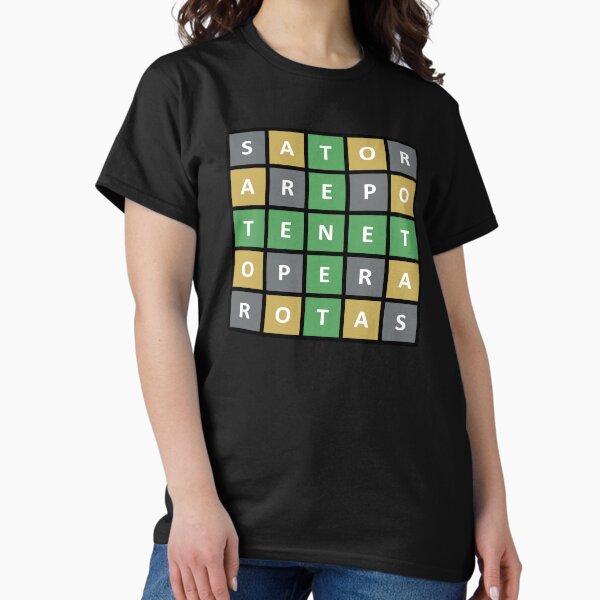 Mysterious TENET magic word square puzzle colored in the style of Wordle game Classic T-Shirt