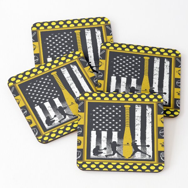 Item preview, Yellow Softball American Flag designed and sold by Mnightsa.
