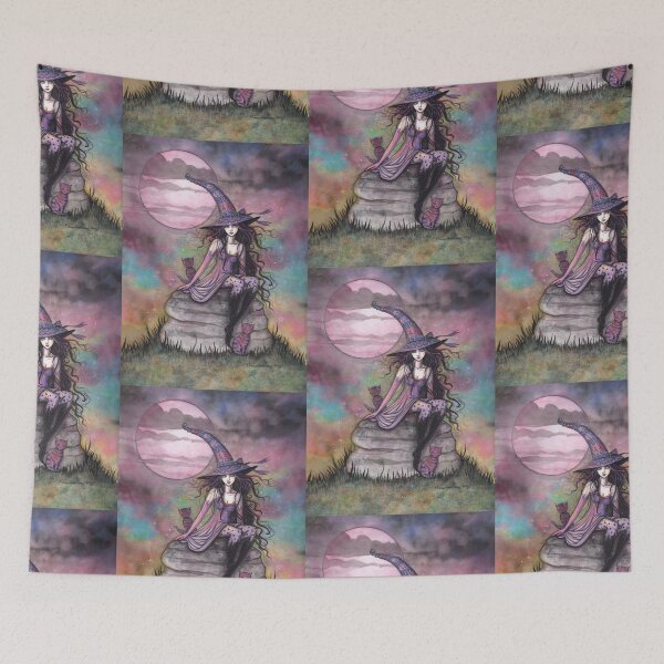 Item preview, Enchanted Twilight Witch Cat Fantasy Art by Molly Harrison designed and sold by Molly  Harrison.