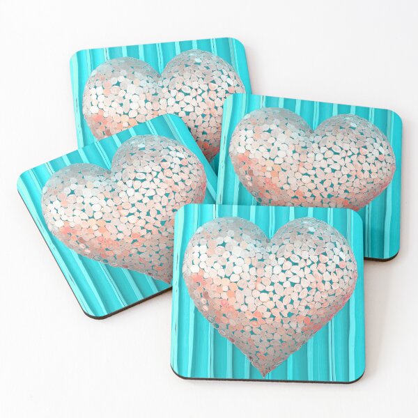 Item preview, CoralHeart_4362 -- on teal: Love, the pop-culture way designed and sold by PetraTrimmelArt.
