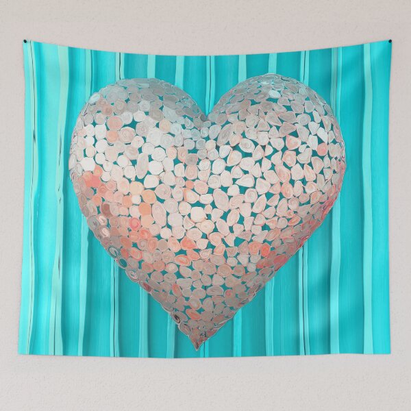Item preview, CoralHeart_4362 -- on teal: Love, the pop-culture way designed and sold by PetraTrimmelArt.