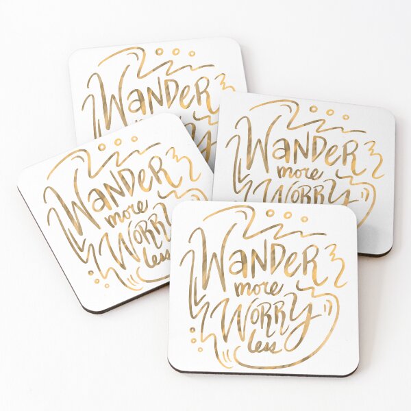 Item preview, Wander More Worry Less Yellow Gold 3 designed and sold by lineartdesigns.