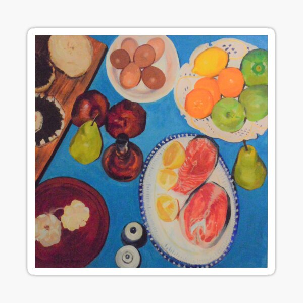 "Table Of Food, Painting" Sticker by MottoDigging | Redbubble