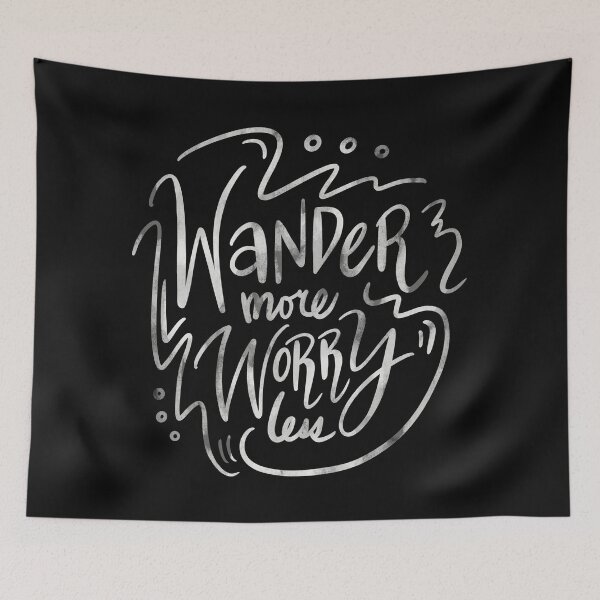 Item preview, Wander More Worry Less White Gray 6 designed and sold by lineartdesigns.