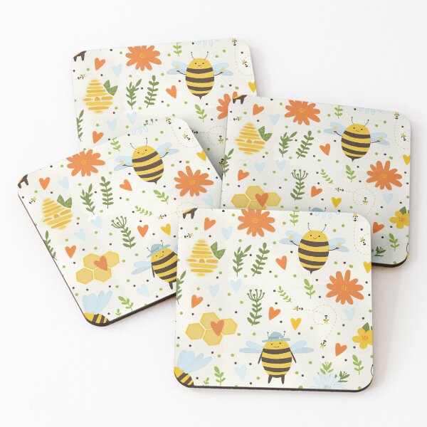 Item preview, Cute Bees Floral Pattern designed and sold by SweetTea4U.