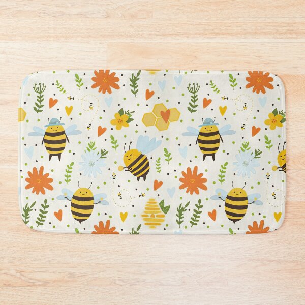 Item preview, Cute Bees Floral Pattern designed and sold by SweetTea4U.