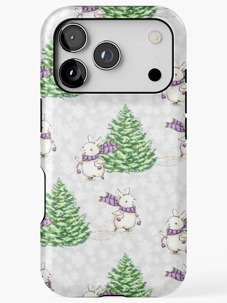 Thumbnail 1 of 4, iPhone Case, Winter Skating Rabbit Pattern designed and sold by SweetTea4U.