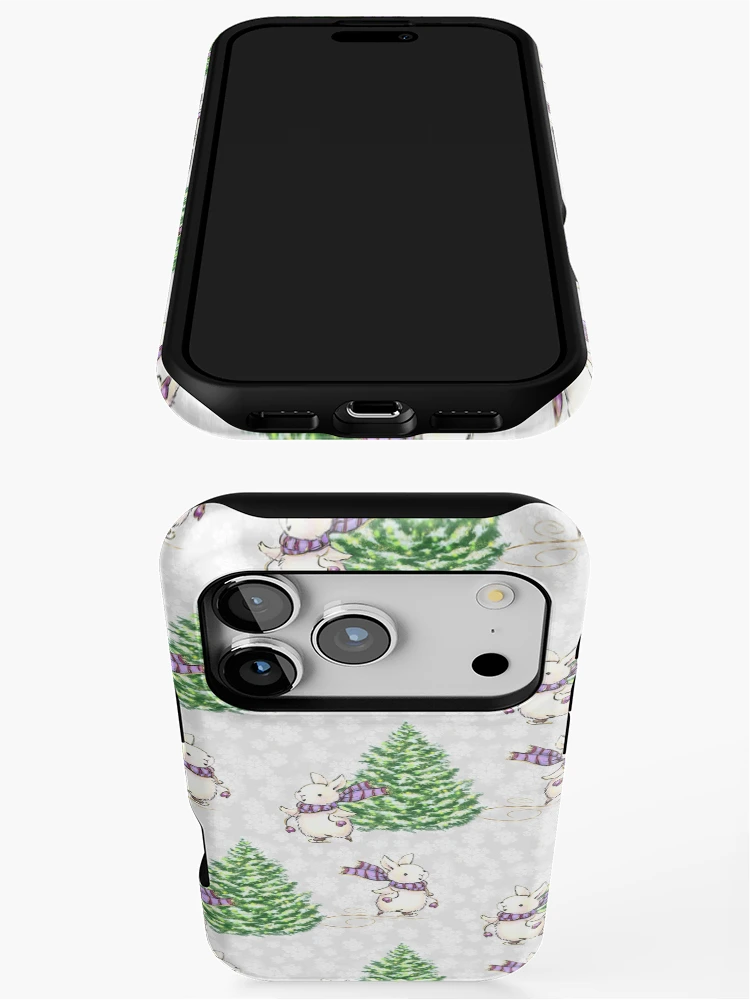 Thumbnail 3 of 4, iPhone Case, Winter Skating Rabbit Pattern designed and sold by SweetTea4U.